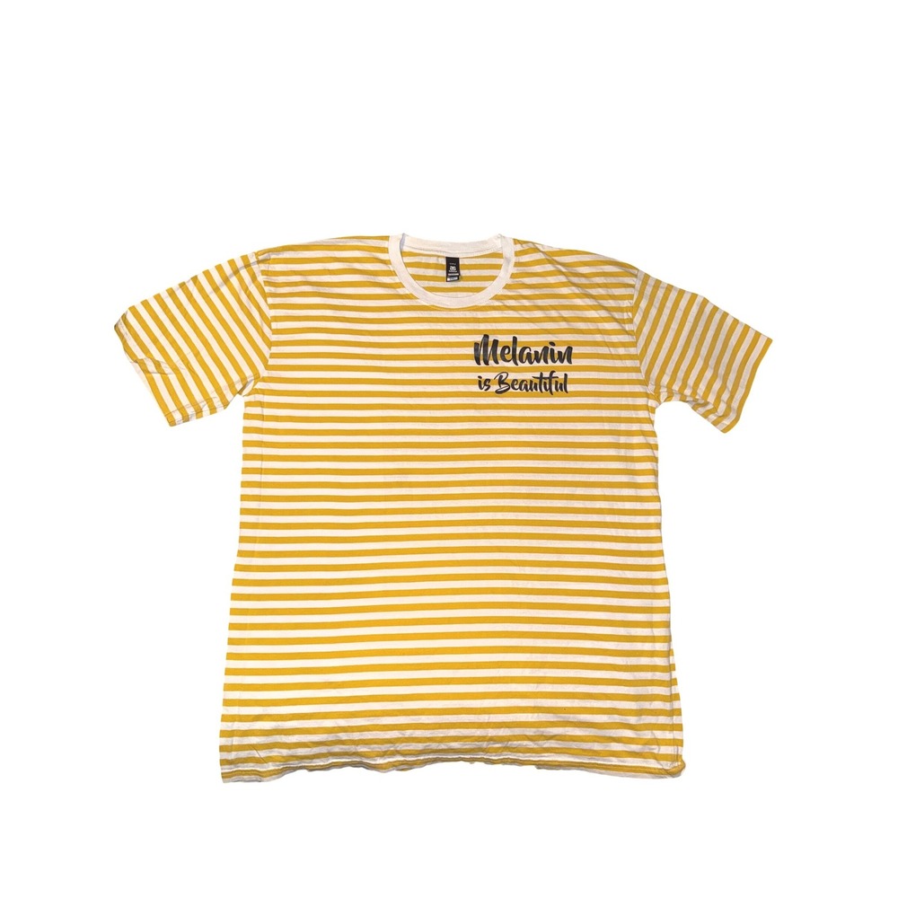 As Colour Staple Melanin is Beautiful Striped T-Shirt Yellow White Unisex 2XL